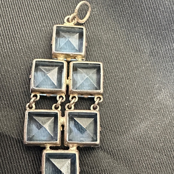 Vintage Sterling Link Bracelet w blue Topaz Gemstones - Picture 7 of 7